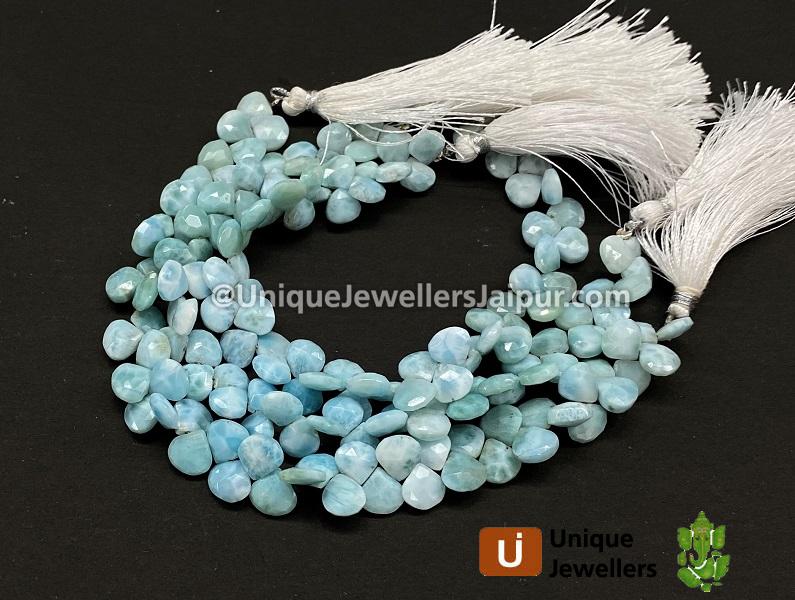 Larimar Shaded Faceted Heart Beads